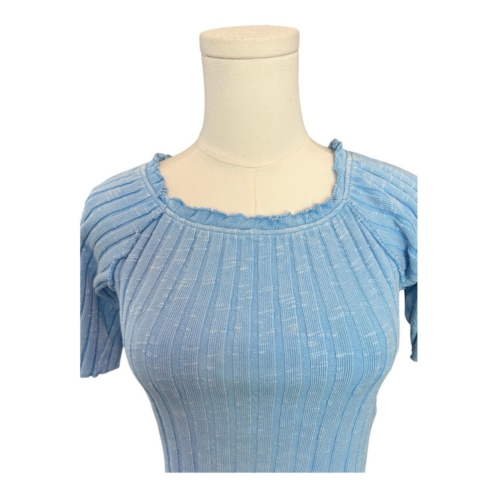 🆕 💙 NWT WE THE FREE “Meant To Be” Crop Tee Placid Blue | Size L - Picture 2 of 8